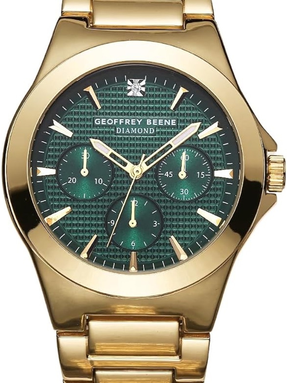 Geoffrey Beene Gold-Tone Bracelet Watch with Emerald Green Dial-NIB